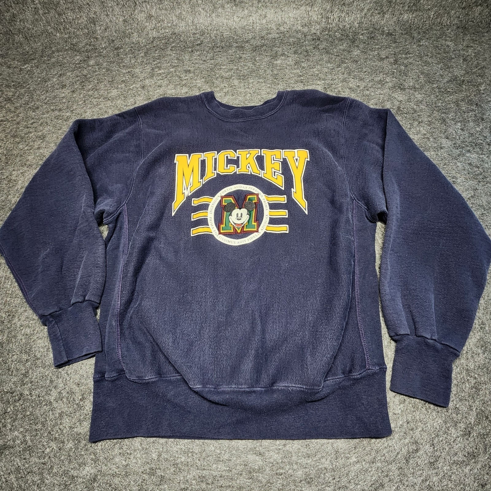 The Disney Store Mickey Mouse University College Latin Heavy Sweatshirt Xl